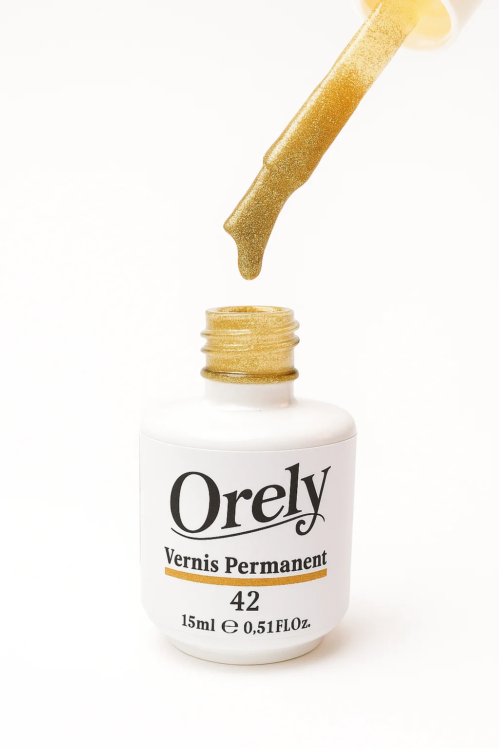 Vernis Permanent ORELY N°42 – Doré Scintillant &amp; Éclat Précieux